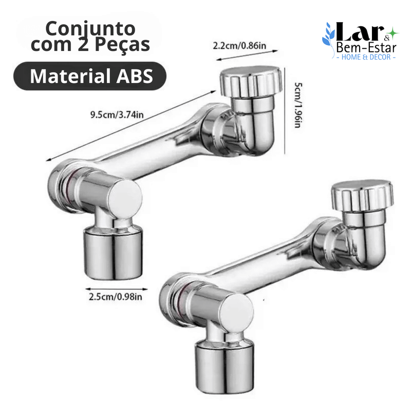 Extensor de Torneira 2 Peças, Braço Robótico ABS, Modo Único, Extensão Universal de Torneira Giratória 1080°, Torneira Giratória para Pia de Banheiro