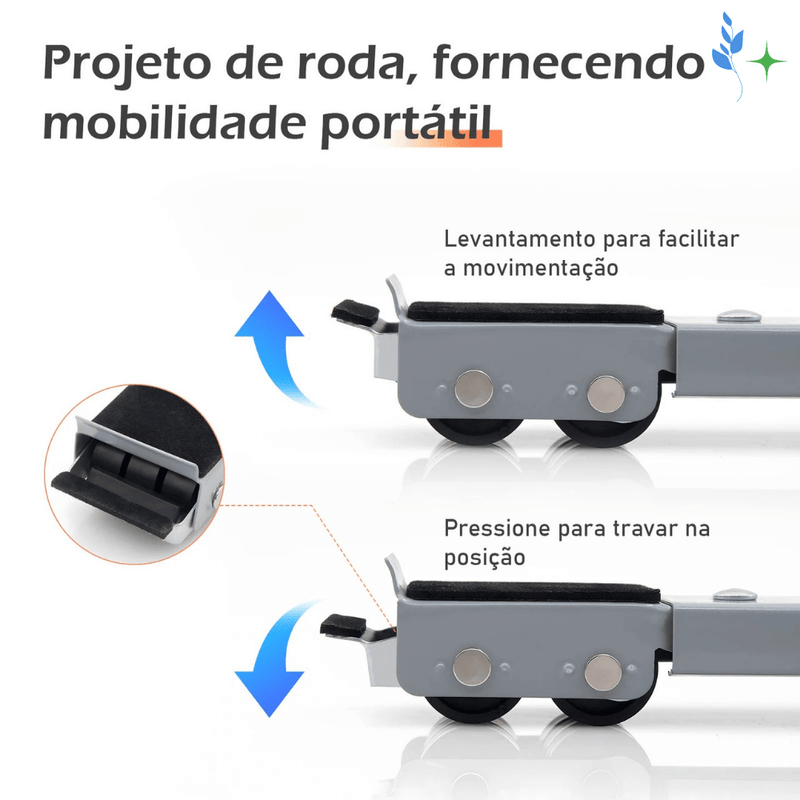 Suporte Base C/ Rodinhas Ajustável Máquina Lavar, Fogão, Geladeira E Móveis 200kg