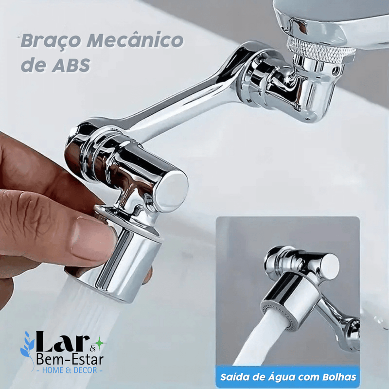 Extensor de Torneira 2 Peças, Braço Robótico ABS, Modo Único, Extensão Universal de Torneira Giratória 1080°, Torneira Giratória para Pia de Banheiro