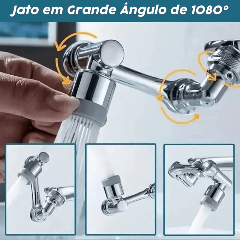 Extensor de Torneira 2 Peças, Braço Robótico ABS, Modo Único, Extensão Universal de Torneira Giratória 1080°, Torneira Giratória para Pia de Banheiro