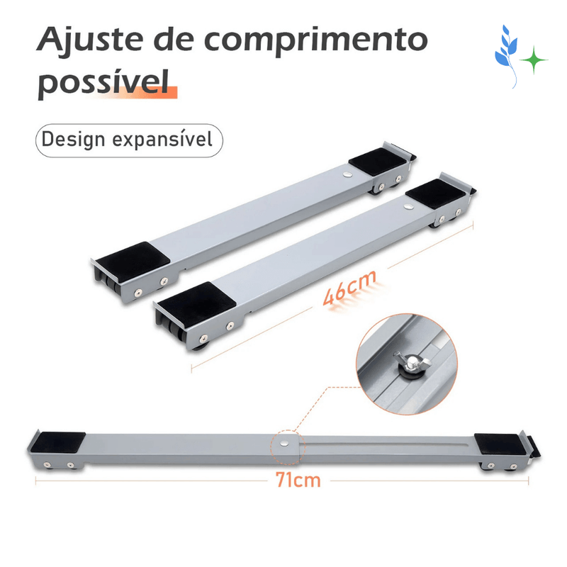 Suporte Base C/ Rodinhas Ajustável Máquina Lavar, Fogão, Geladeira E Móveis 200kg