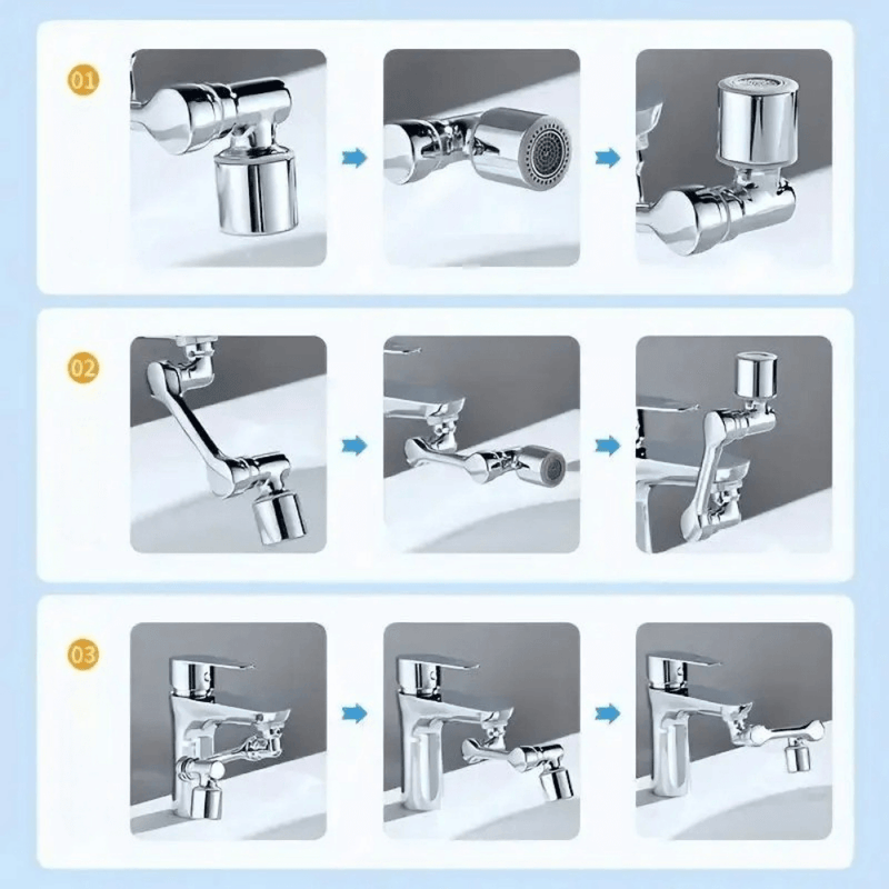 Extensor de Torneira 2 Peças, Braço Robótico ABS, Modo Único, Extensão Universal de Torneira Giratória 1080°, Torneira Giratória para Pia de Banheiro