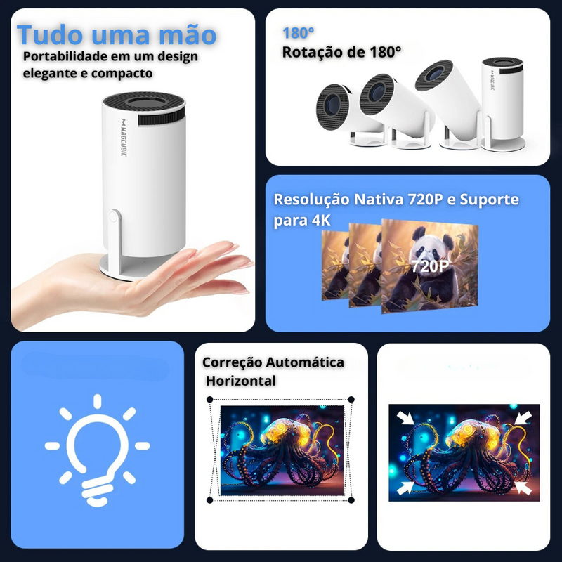 Magcubic HY300 Pro: Projetor 4K Android 11 com Dual WiFi6 e 260ANSI para Cinema em Casa e ao Ar Livre